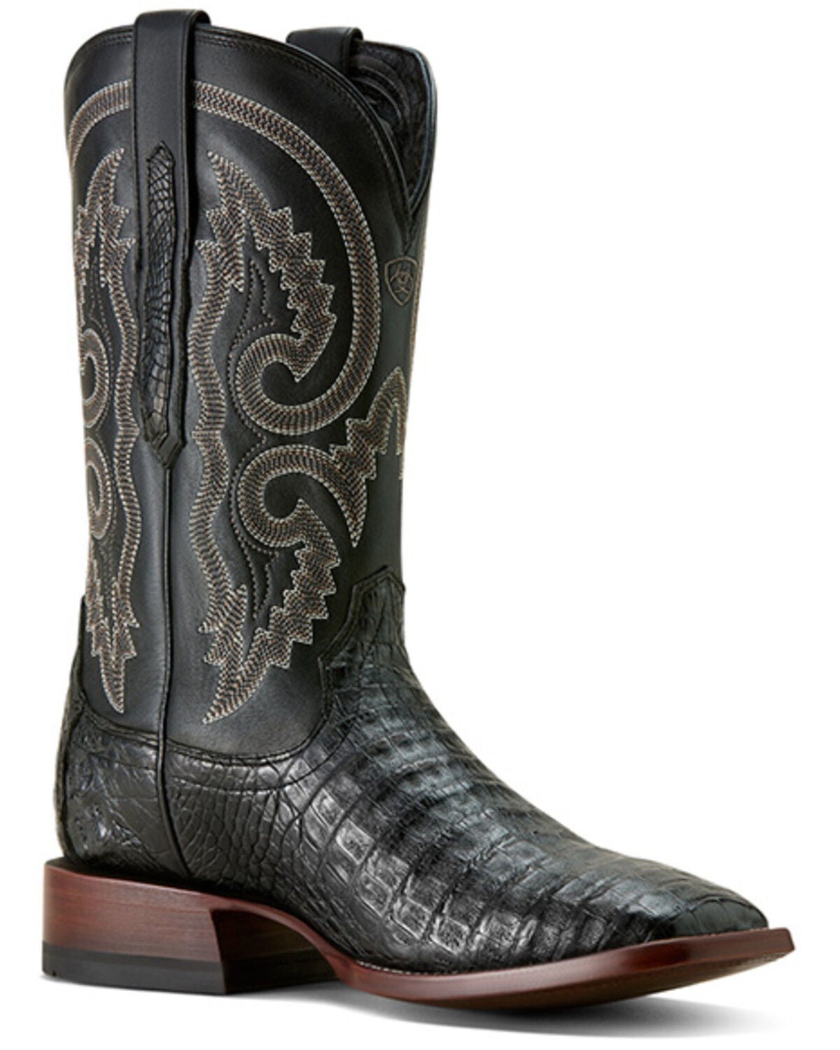 Ariat Men's Classic Callen Exotic Caiman Western Boots - Broad Square Toe, Black, hi-res
