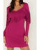 Idyllwind Women's Bryan Long Sleeve Fringe Knit Dress, Fuchsia, hi-res