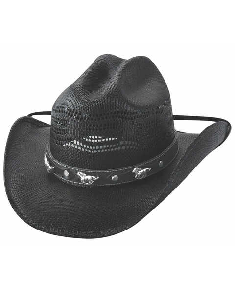 Bullhide Black Sharp Witted Shantung Western Straw Hat , Black, hi-res