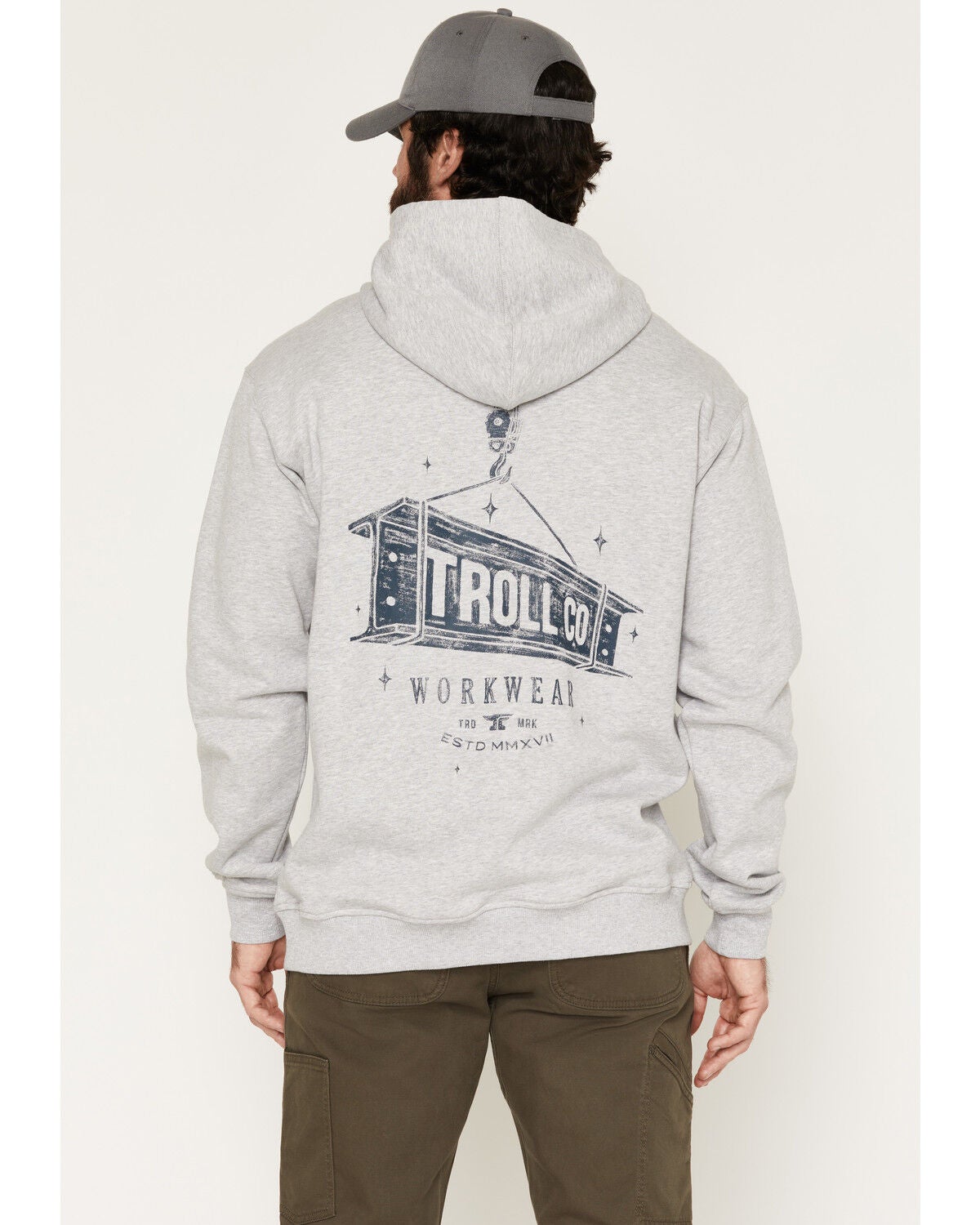 Troll Co Men's FR Beamer Hooded Work Sweatshirt, Heather Grey, hi-res