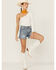 Free People Women's Makai Mid Rise Denim Shorts, Dark Wash, hi-res