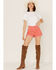 Image #1 - Rolla's Women's High Rise Corduroy Dusters Slim Shorts , Coral, hi-res