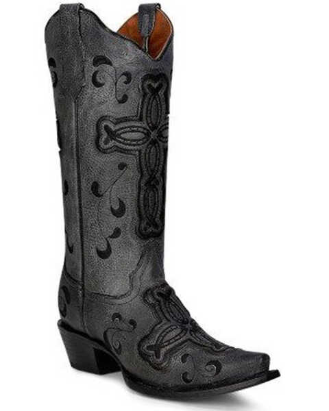 Corral Women's Cross Western Boots - Snip Toe, Grey, hi-res