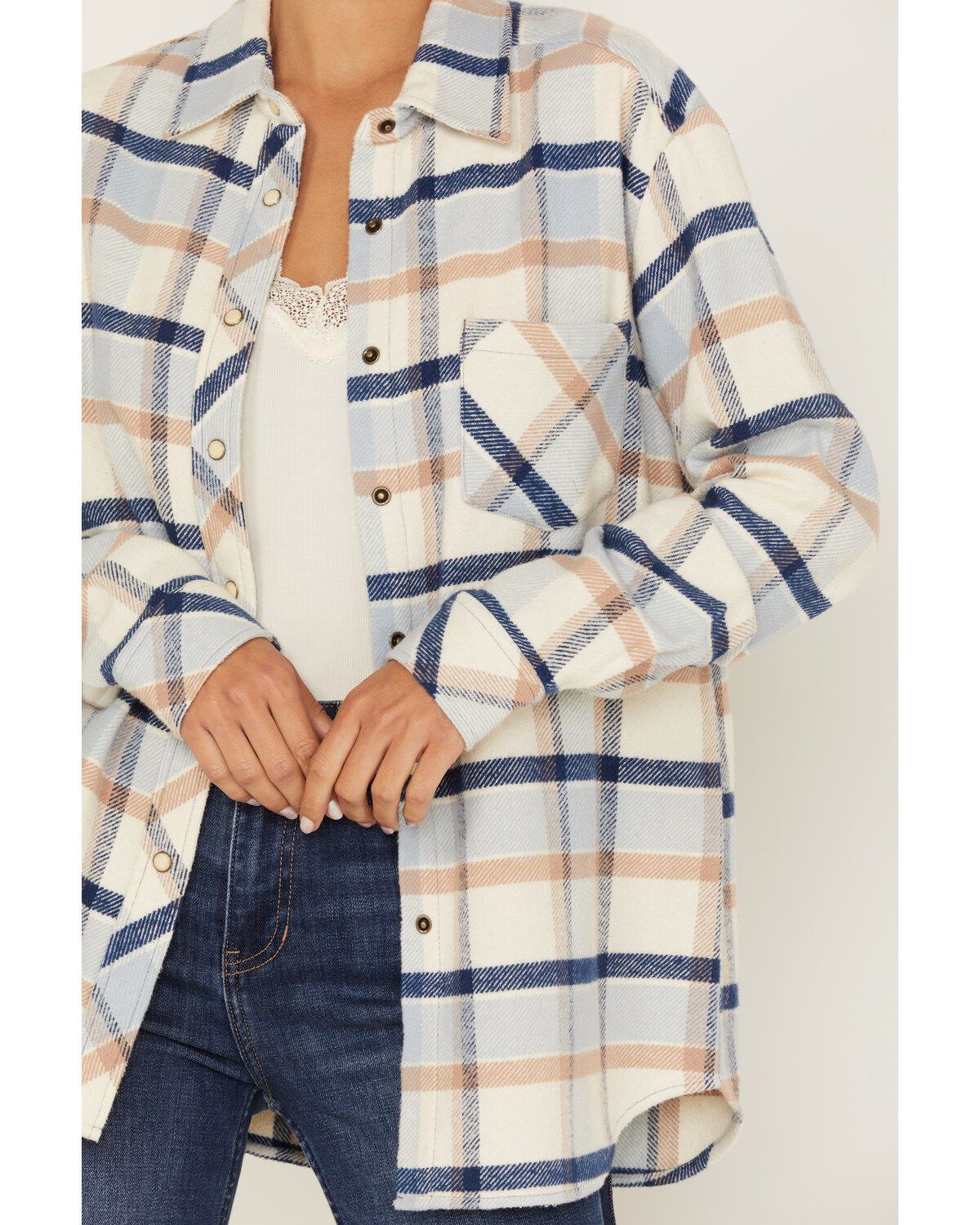 Image #3 - Idyllwind Women's Plaid Print Rendon Flannel Shirt, Blue, hi-res