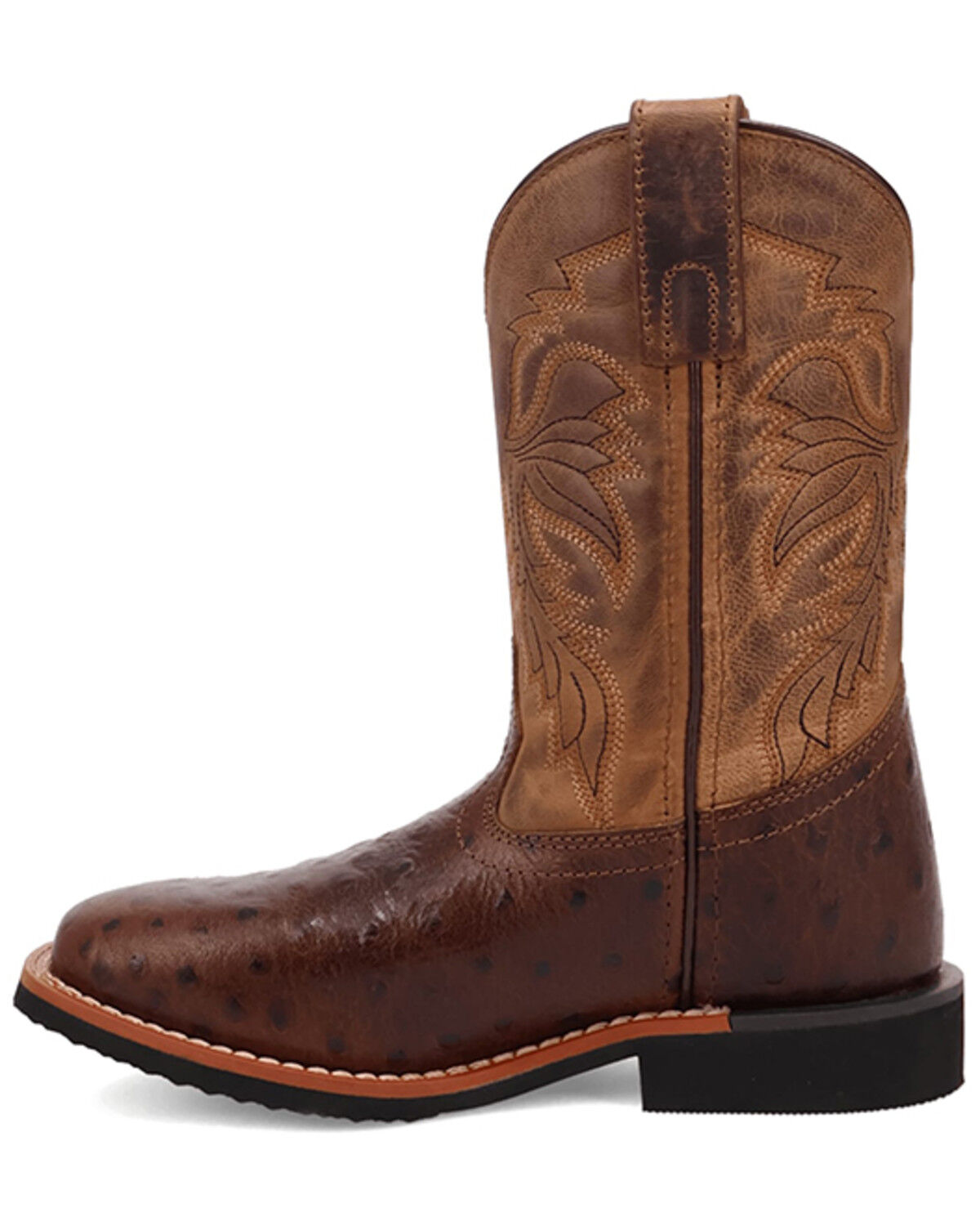 Dan Post Little Boys' Ostrich Print Western Boots - Broad Square Toe