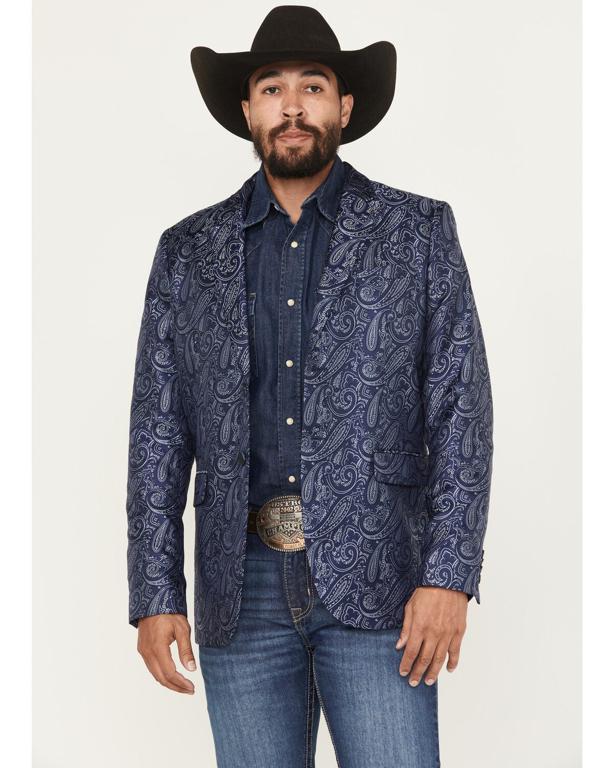 Panhandle Men's Paisley Print Slim Sportcoat, Indigo, hi-res