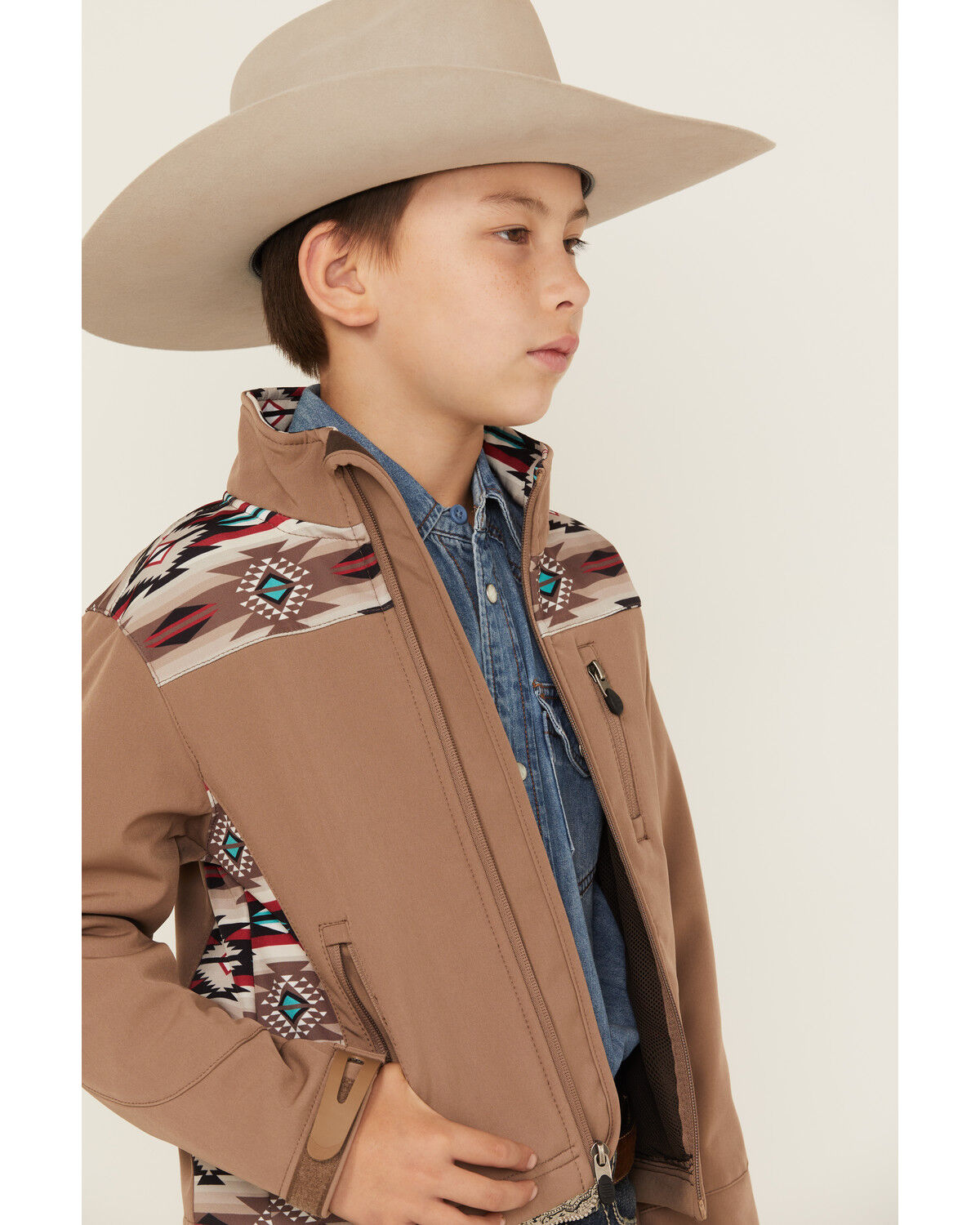 Rodeo Clothing Boys' Southwestern Print Softshell Jacket