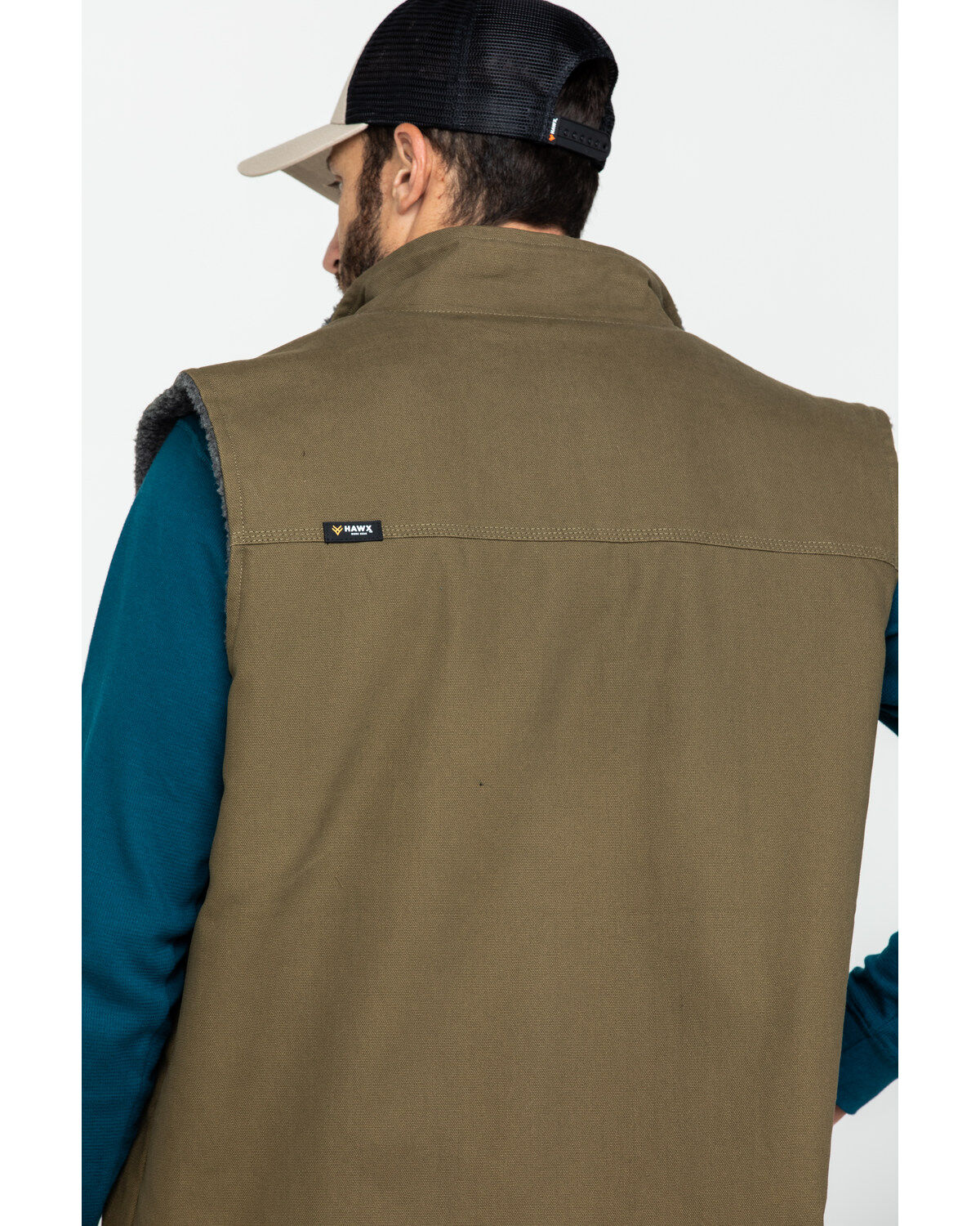 Image #5 - Hawx Men's Olive Canvas Sherpa Lined Work Vest - Tall, , hi-res