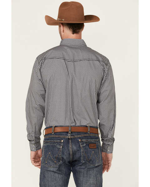 Image #4 - Cowboy Hardware Men's Wavy Square Geo Print Long Sleeve Pearl Snap Western Shirt , Charcoal, hi-res