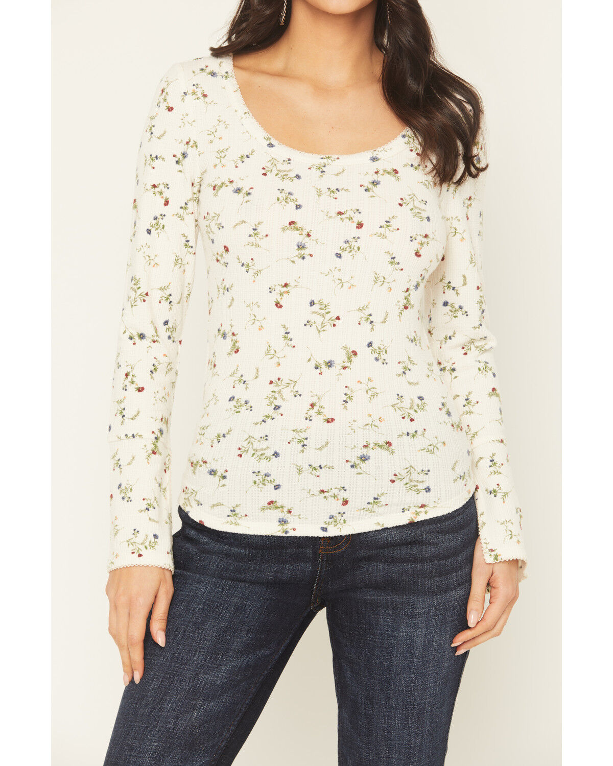 Image #3 - Idyllwind Women's Harborwood Floral Print Bell Long Sleeve Top, Cream, hi-res