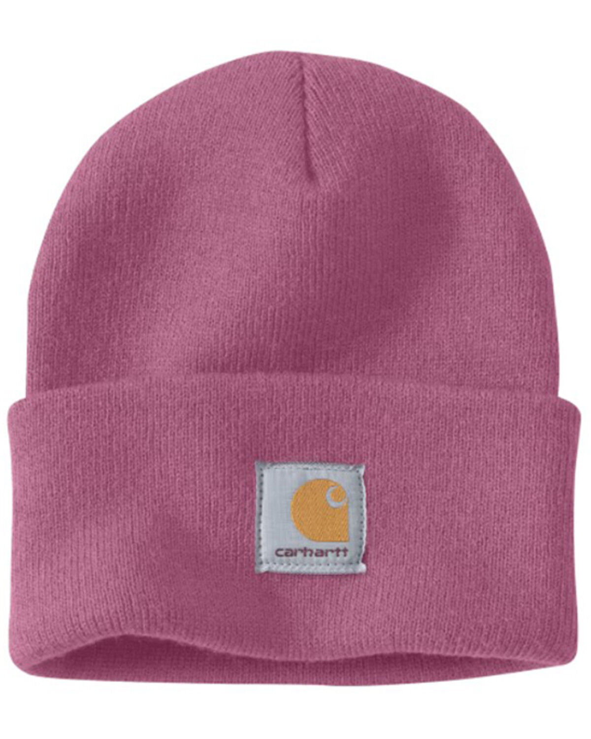 Image #1 - Carhartt Knit Cuffed Logo Beanie, Dark Pink, hi-res