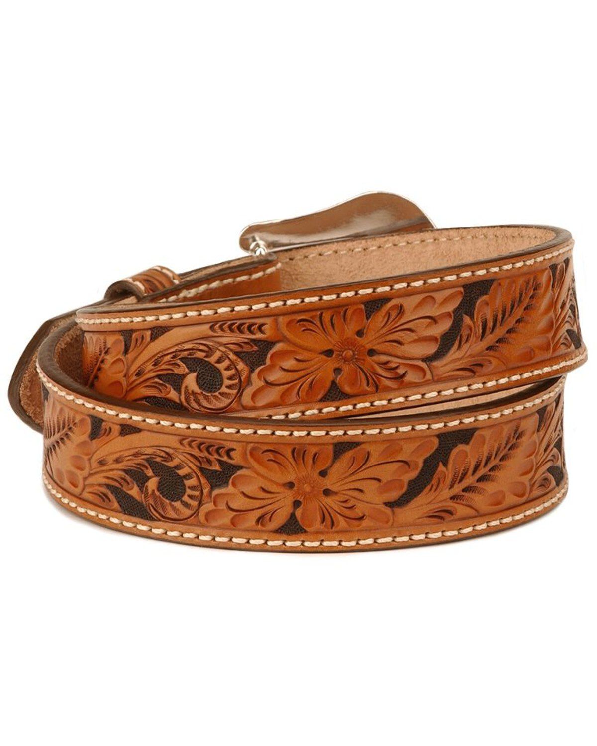 Image #3 - Tony Lama Men's Tooled leather Belt, Tan, hi-res