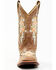 Laredo Women's Flower Inlay Western Performance Boots - Broad Square Toe, Tan, hi-res