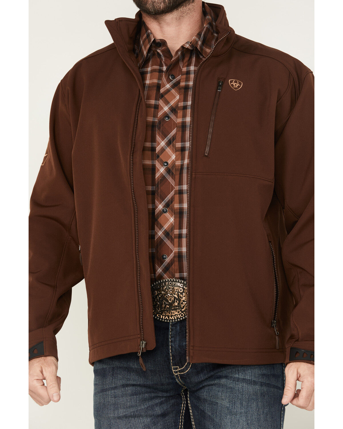 Image #3 - Ariat Men's Logo 2.0 Softshell Jacket - Big, Brown, hi-res