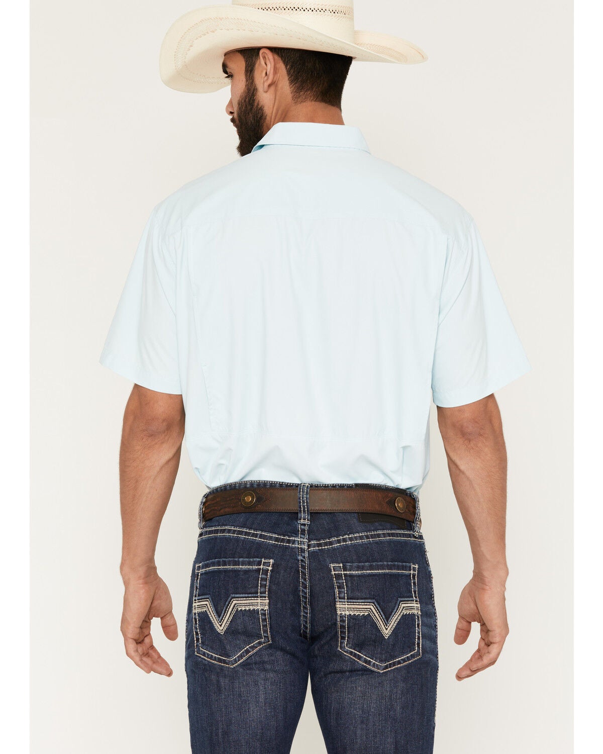 Image #4 - Ariat Men's VentTEK Outbound Solid Short Sleeve Button-Down Western Shirt, Aqua, hi-res