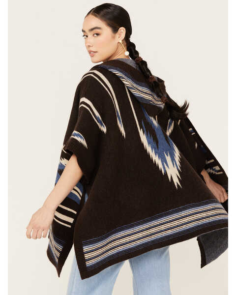 Ariat Women's  Chimayo Poncho Sweater, Dark Brown, hi-res