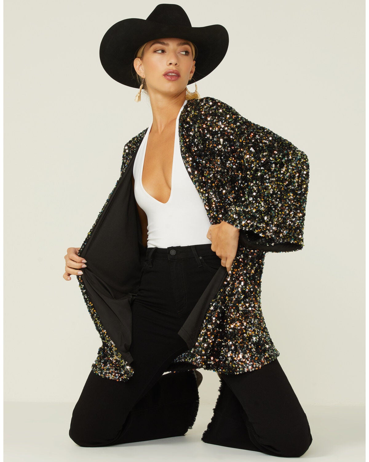 black sequin cardigan