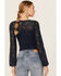 Image #4 - Shyanne Women's Solid Lace Long Sleeve Shirt, Navy, hi-res