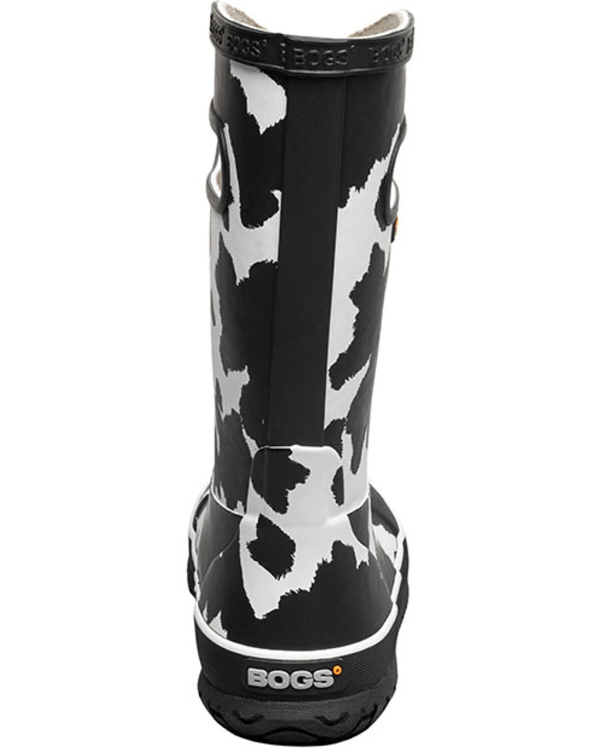 Image #5 - Bogs Girls' Cow Print Rain Boots - Round Toe, Black/white, hi-res