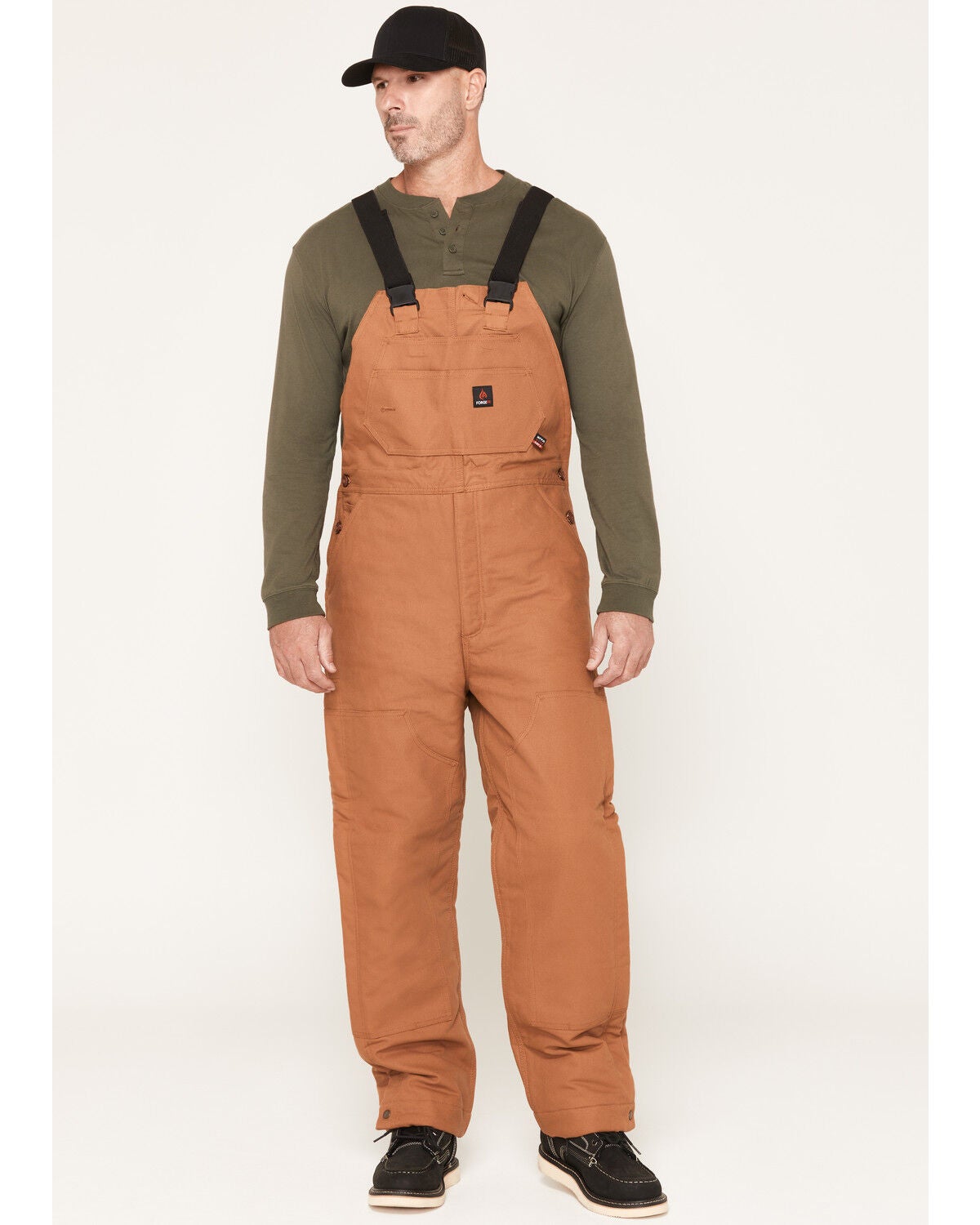 Forge Workwear Men's FR Insulated Bib Overalls, Brown, hi-res
