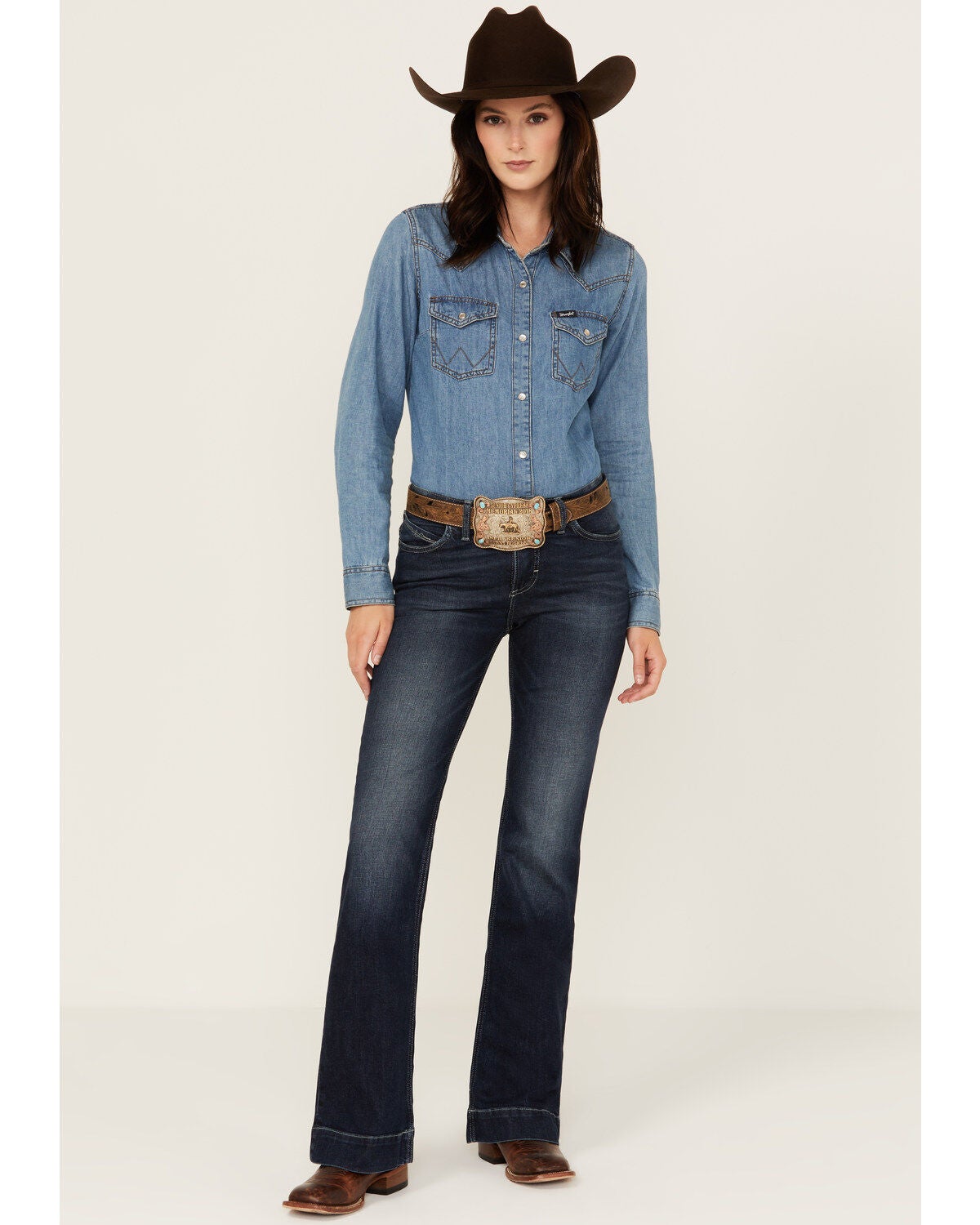 Wrangler Women's Willow Dark Wash Mid Rise Ultimate Riding Trouser Jeans, Dark Wash, hi-res