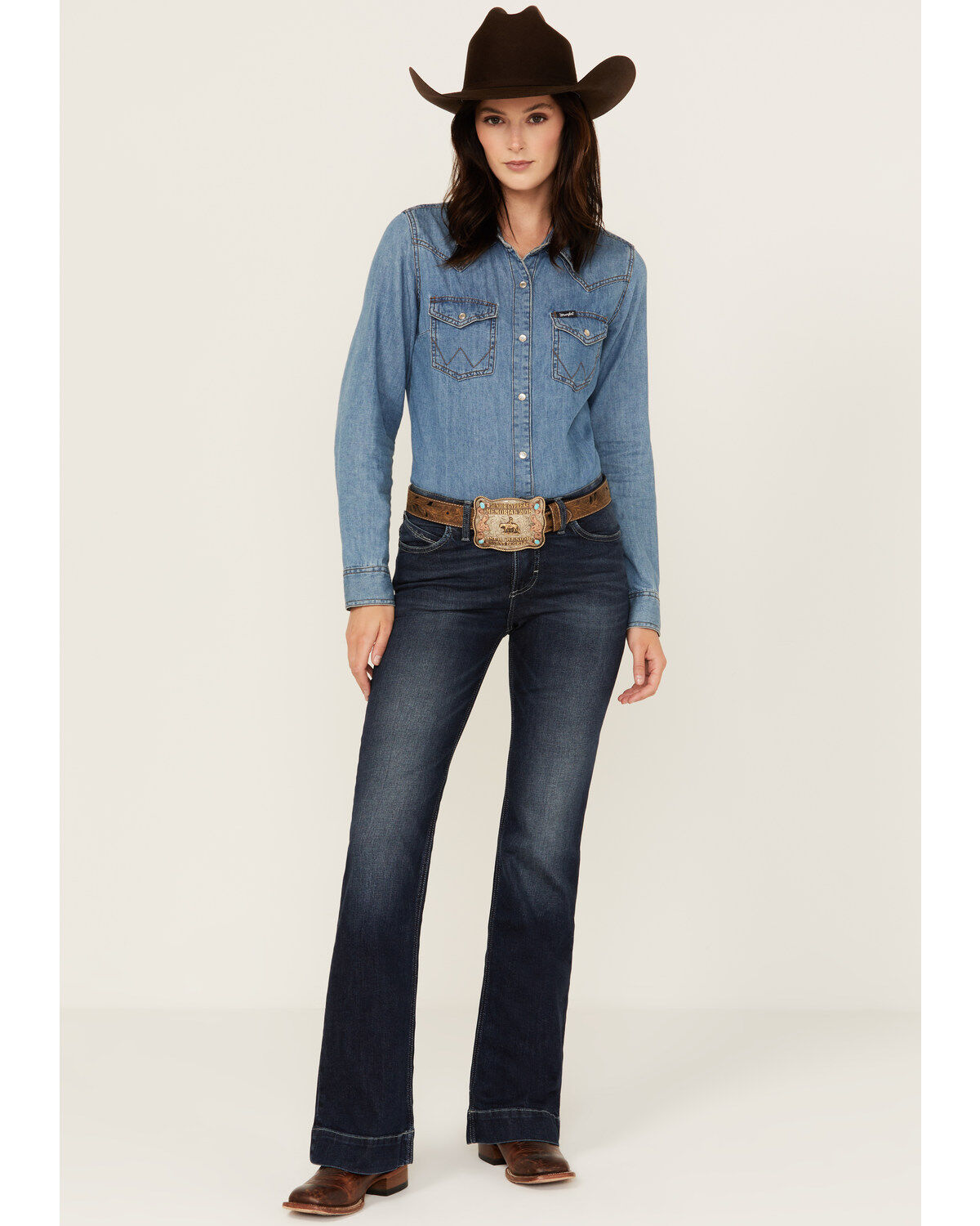 Image #1 - Wrangler Women's Willow Dark Wash Mid Rise Ultimate Riding Trouser Jeans, Dark Wash, hi-res