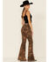 Ranch Dress'n Women's High Rise Floral Flare Jeans , Tan, hi-res