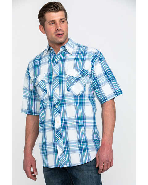 Image #1 - Resistol Men's Biscayne Large Plaid Short Sleeve Western Shirt , White, hi-res