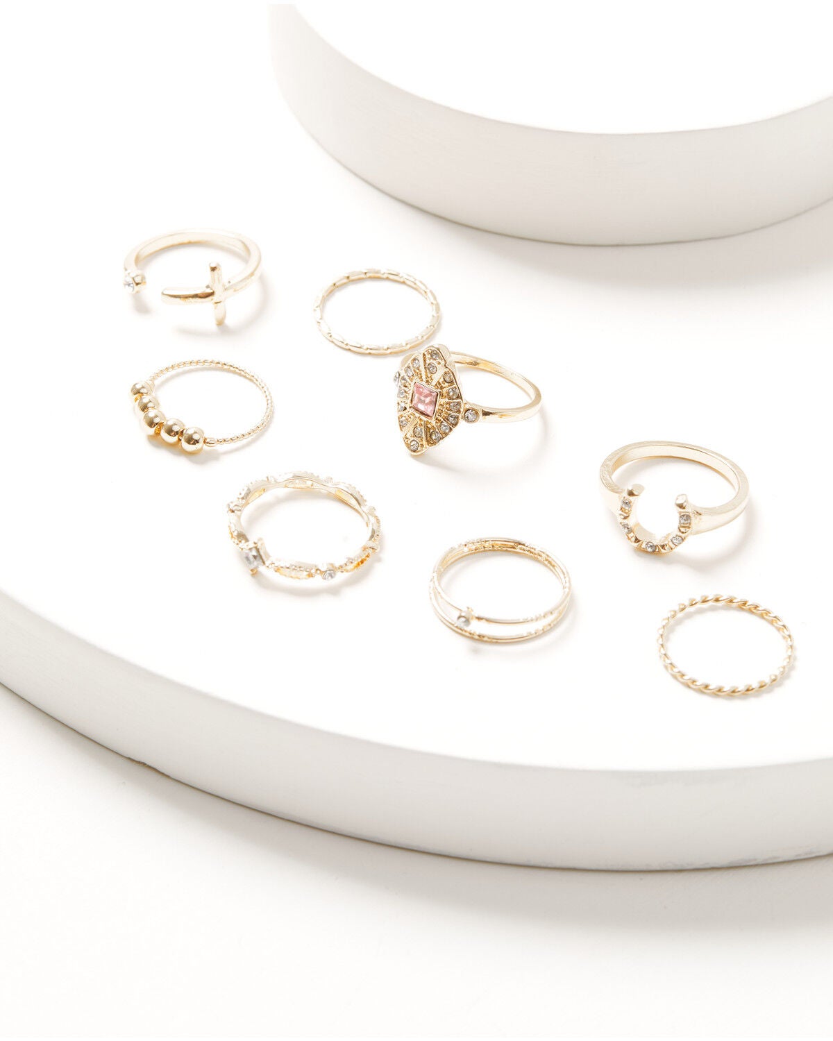 Shyanne Women's Layered Ring Set - 8 Piece, Gold, hi-res