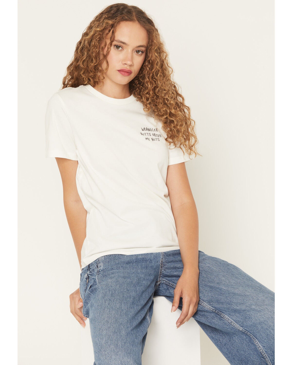 Wrangler Women's Wrangler Butts Drive Me Nuts Short Sleeve Graphic Tee, White, hi-res