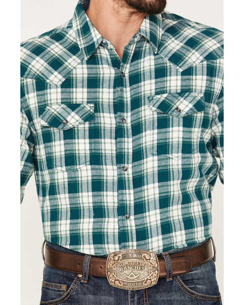 Image #3 - Cody James Men's Poway Plaid Print Snap Western Flannel Shirt, Cream, hi-res