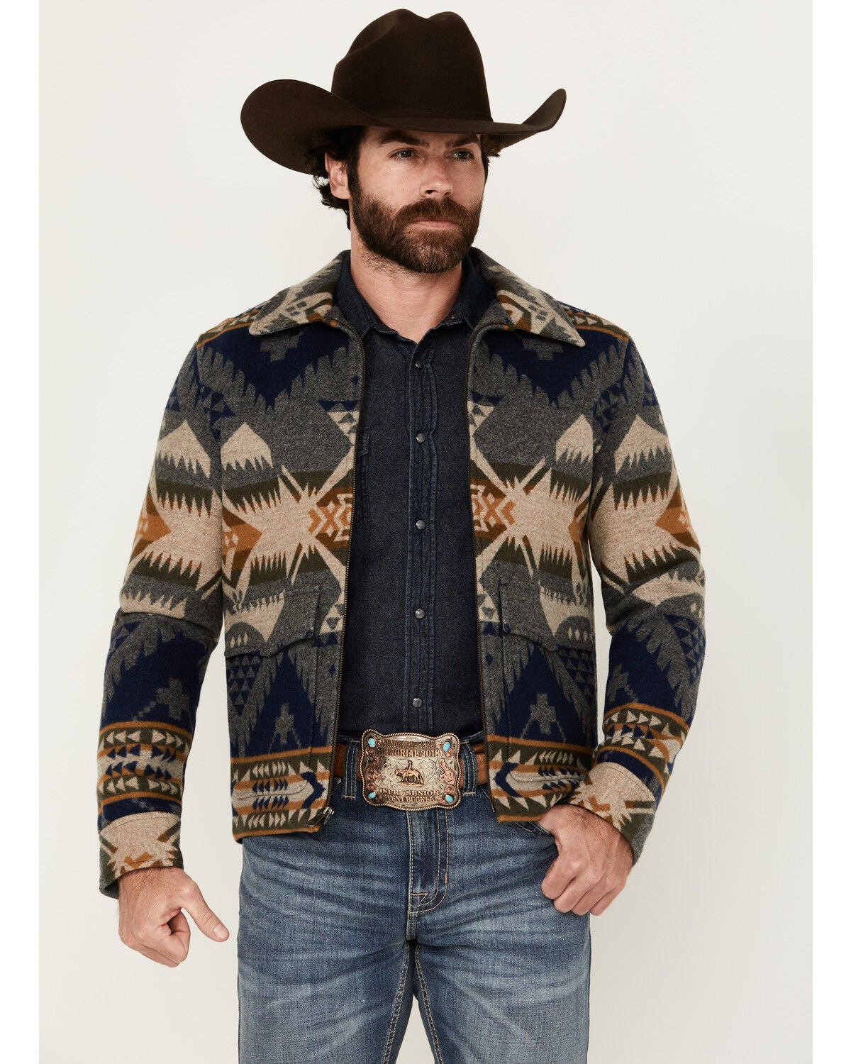 Pendleton Men's Colton Printed Zip Jacket, Grey, hi-res