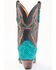 Dan Post Women's Exotic Seabass Skin Western Boots - Square Toe, Black/turquoise, hi-res