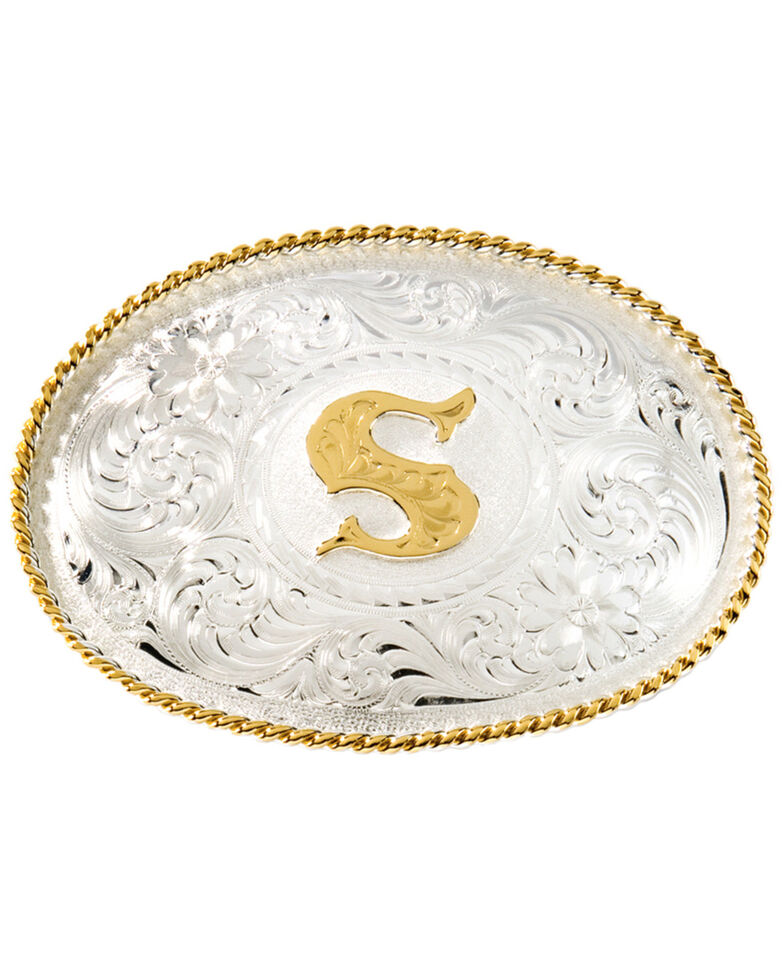 Montana Silversmiths Initial S Western Buckle, Silver, hi-res