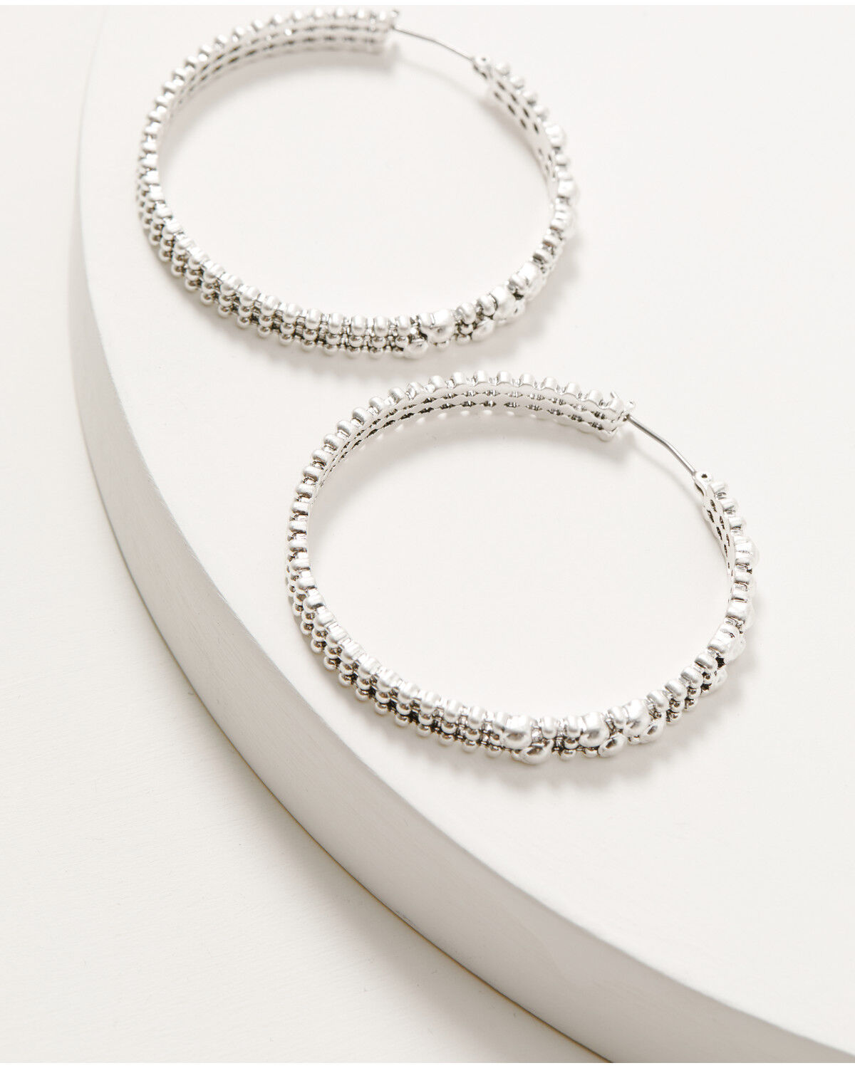 Image #1 - Lainey Wilson Women's Metal Meadows Beaded Hoop Earrings, Silver, hi-res