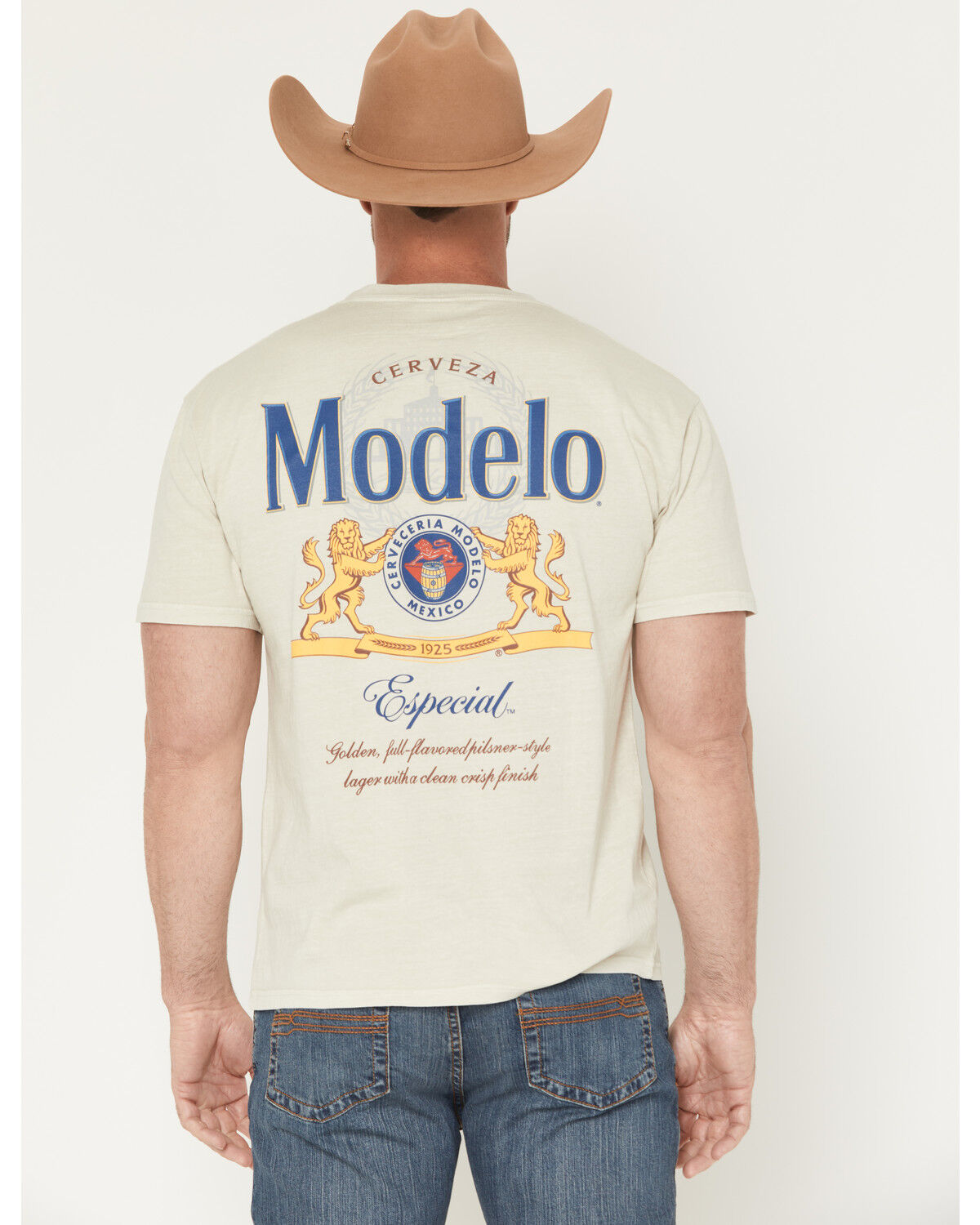 Image #1 - Modelo Men's Logo Short Sleeve Graphic T-Shirt, Natural, hi-res
