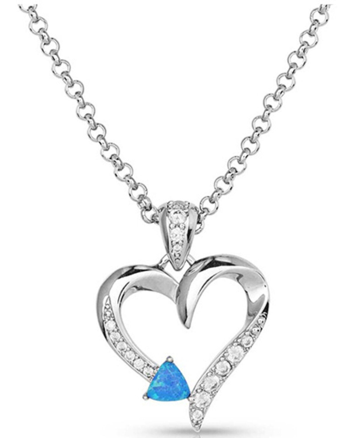 Montana Silversmiths Women's Love Everlasting Opal Crystal Necklace, Silver, hi-res