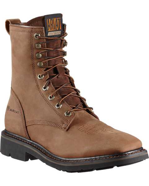 Image #1 - Ariat Men's Cascade 8" Lace-Up Work Boots - Square Toe, Brown, hi-res