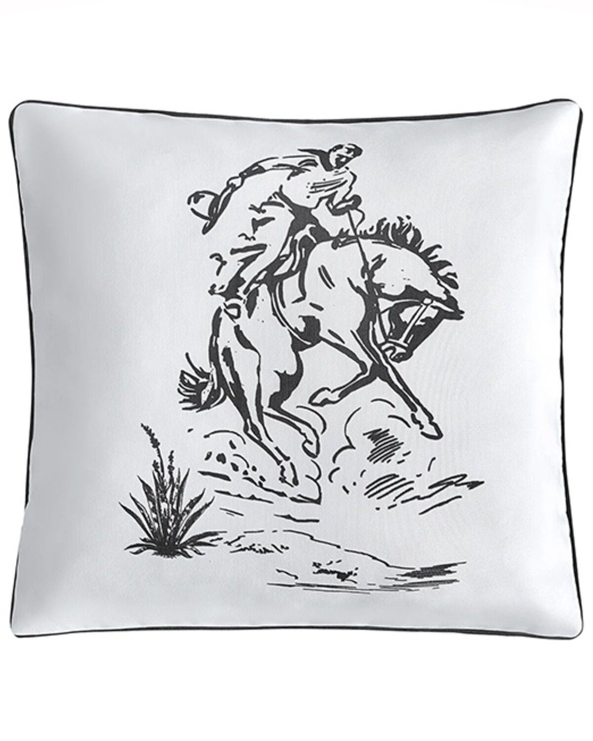 HiEnd Accents Ranch Life Bronc Rider Pillow, Black/white, hi-res