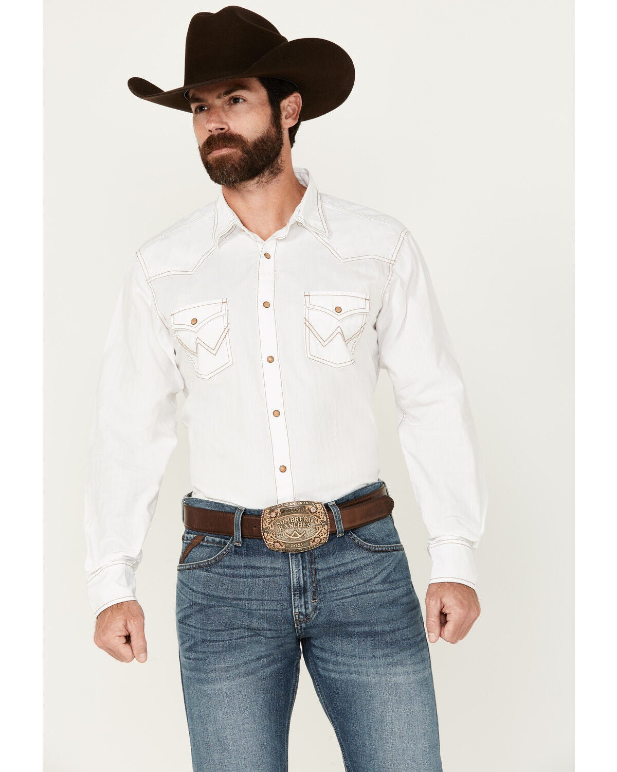 Wrangler Retro Premium Men's Solid Long Sleeve Snap Western Shirt - Tall, White, hi-res