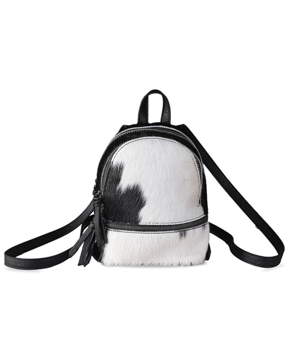 Trinity Ranch Women's Hairon Cowhide Mini Backpack, Black, hi-res
