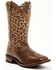 Laredo Women's Leopard Print Western Performance Boots - Broad Square Toe, Chocolate, hi-res