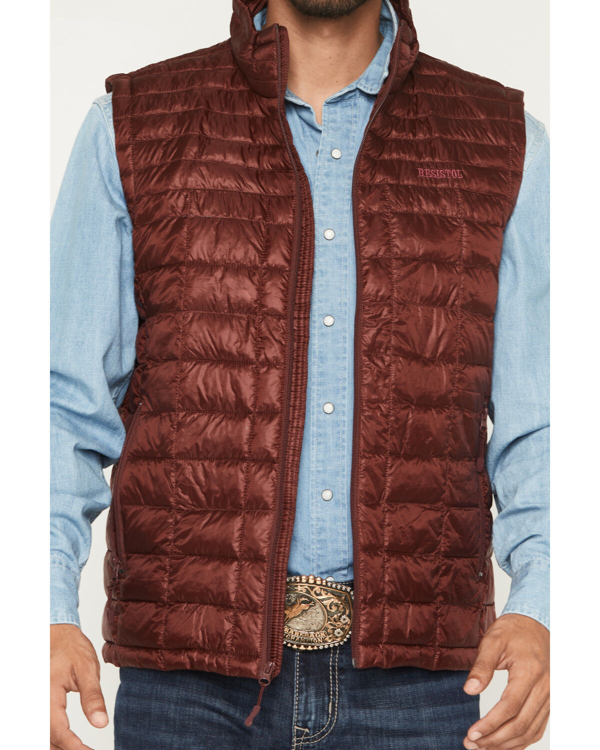 Image #3 - Resistol Men's Cold Bloq Puffer Vest, Burgundy, hi-res