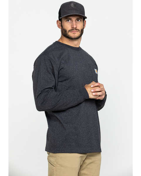Image #4 - Carhartt Men's Loose Fit Heavyweight Long Sleeve Logo Pocket Work T-Shirt - Big & Tall, Medium Grey, hi-res