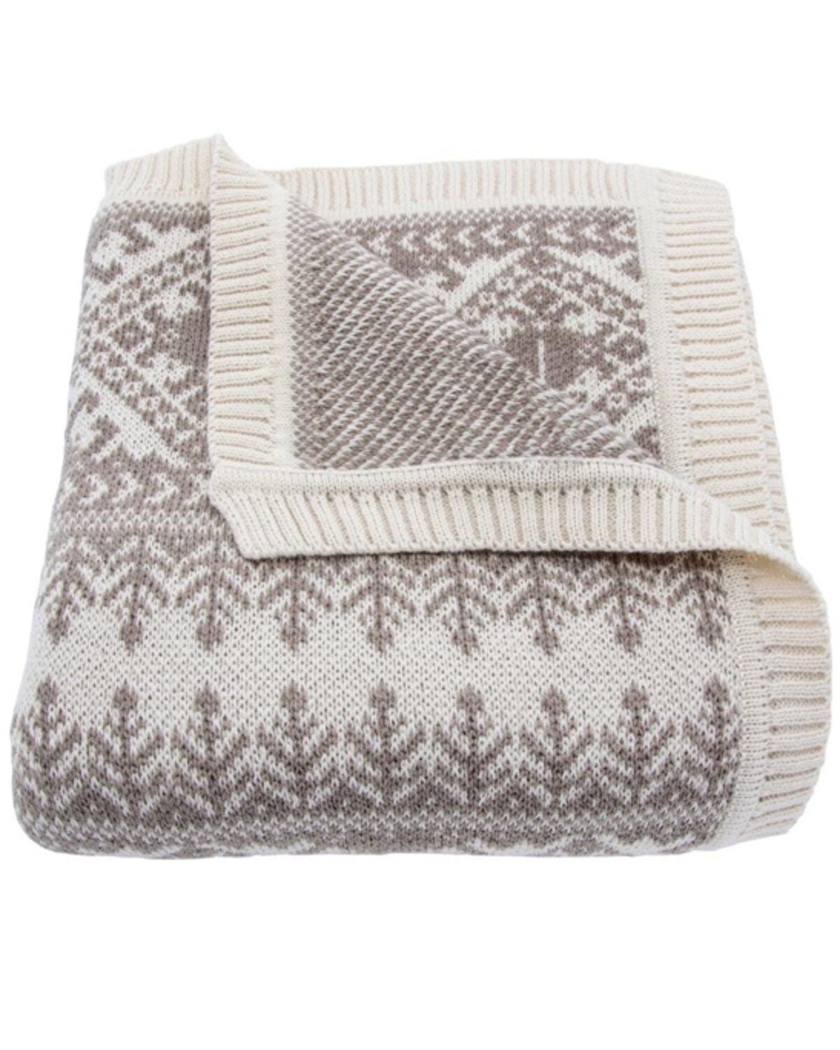 HiEnd Accents Fair Isle Knit Throw Blanket, Taupe, hi-res