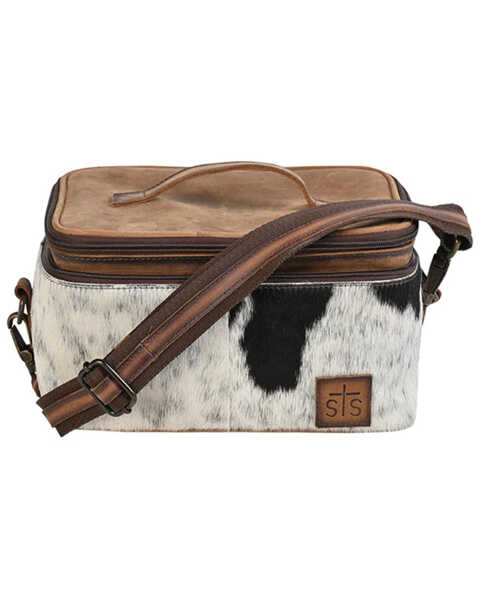 STS Ranchwear by Carroll Women's Cowhide Glamour Makeup Organizer, Black/white, hi-res