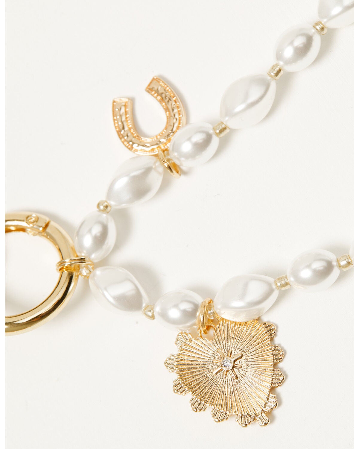 Image #2 - Shyanne Tonal Pearl Horseshoe Charm Phone Wristlet, Gold, hi-res