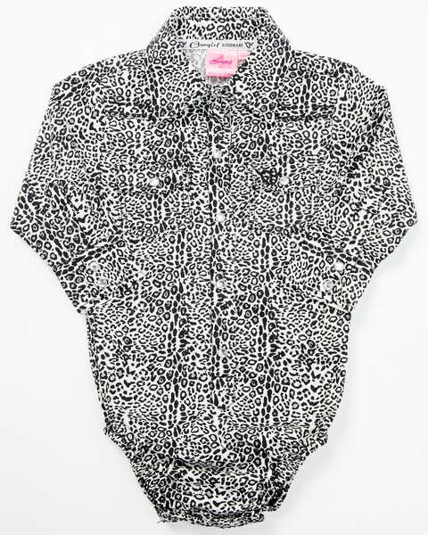 Cowgirl Hardware Infant Girls' Leopard Print Long Sleeve Snap Onesie , Black, hi-res