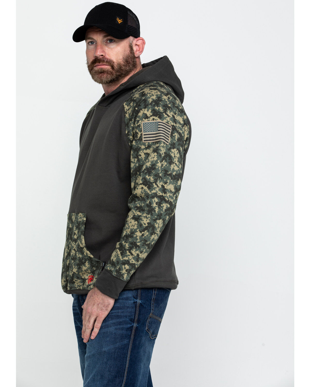 Image #3 - Ariat Men's FR Durastretch Camo Patriot Work Hooded Sweatshirt, Camouflage, hi-res