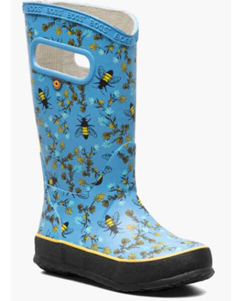Bogs Girls' Bees Rain Boots - Round Toe, Blue, hi-res